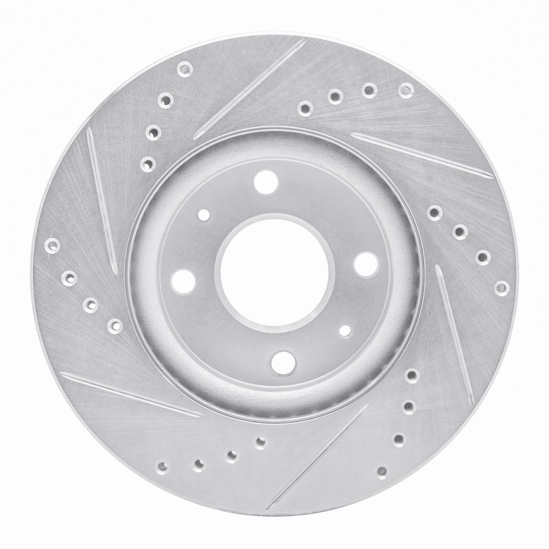Dodge ATOS Brake Rotor (1) - Front Right - R1 Concepts - Drilled & Slotted - Silver - `98-`10